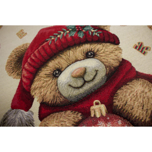 COPPIA CUSCINI ARREDO JACQUARD SFODERABILI 43X43 CM DISEGNO ORSACCHIOTTO