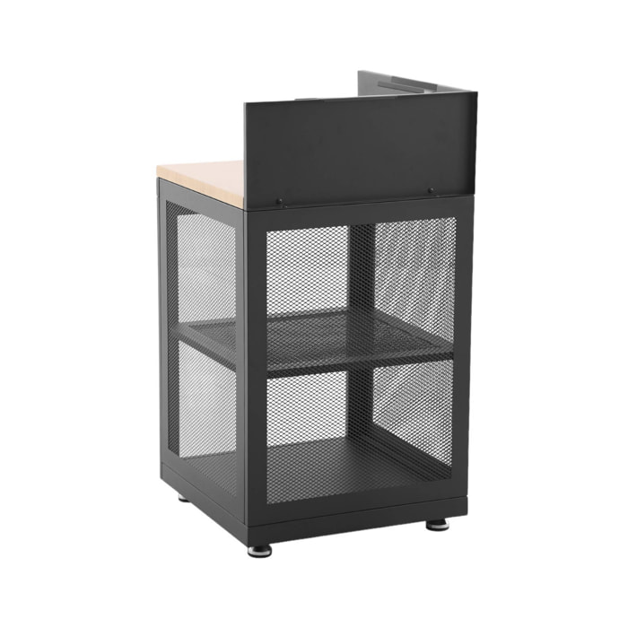 Cuisine extérieure acier et décor bois 1 étagère L60cm MILOS