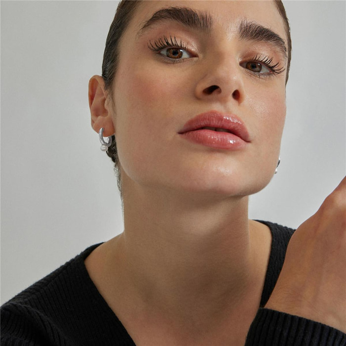 Pendientes Lux by Lux acabados baño rodio