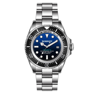 Bobroff Tabarca - Reloj de hombre automatico diver profesional de buceo, 1000 m, Azul, 44MM, valvula de helio BF003