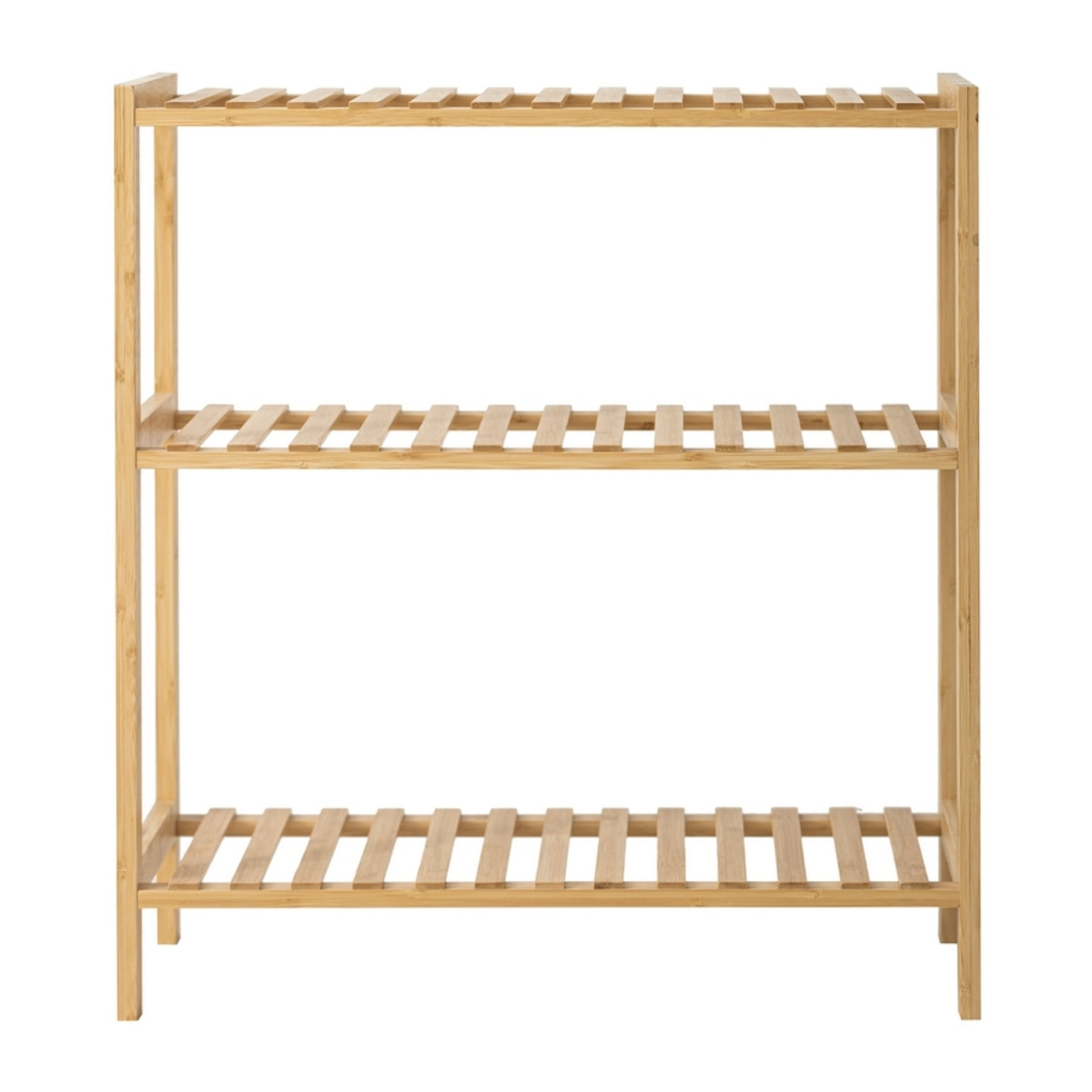 Scaffale in bamboo con struttura bianca 3 ripiani 60x26x66 cm