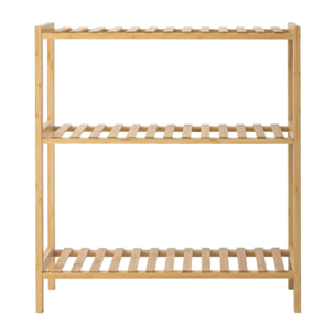 Scaffale in bamboo con struttura bianca 3 ripiani 60x26x66 cm