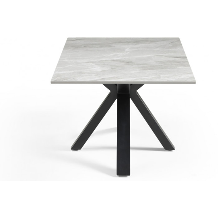 Table basse en céramique 120x60cm gris brillant pieds métal - UNIK