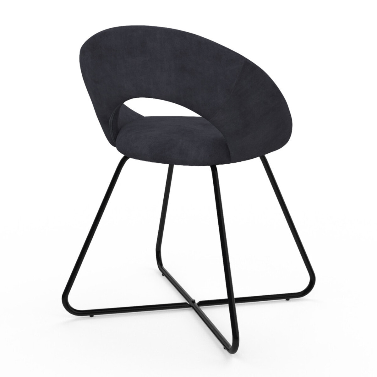 Chaises Malone en velours - Gris foncé / pied noir