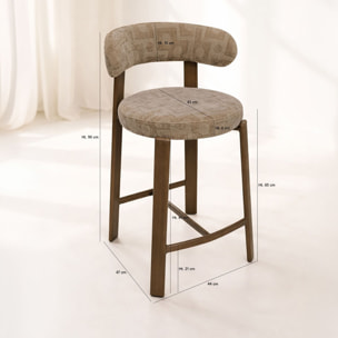 Lot de 2 chaises hautes de bar en tissu et bois taupe SUZIE