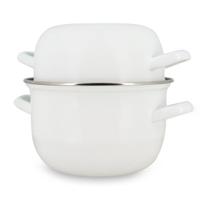 Marmite à moules 18cm en acier émaillé blanc