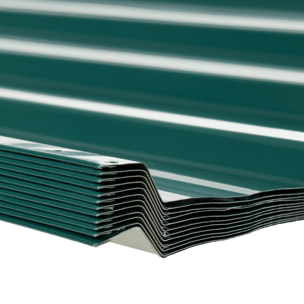 Lot de 12 panneaux - dim. 129L x 45l cm - tôle acier ondulé vert