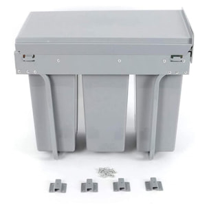 Contenedor de reciclaje para mueble de cocina, cubos de basura bajo fregadero, fijación inferior y extracción manual, cubos extraíbles, con tapa