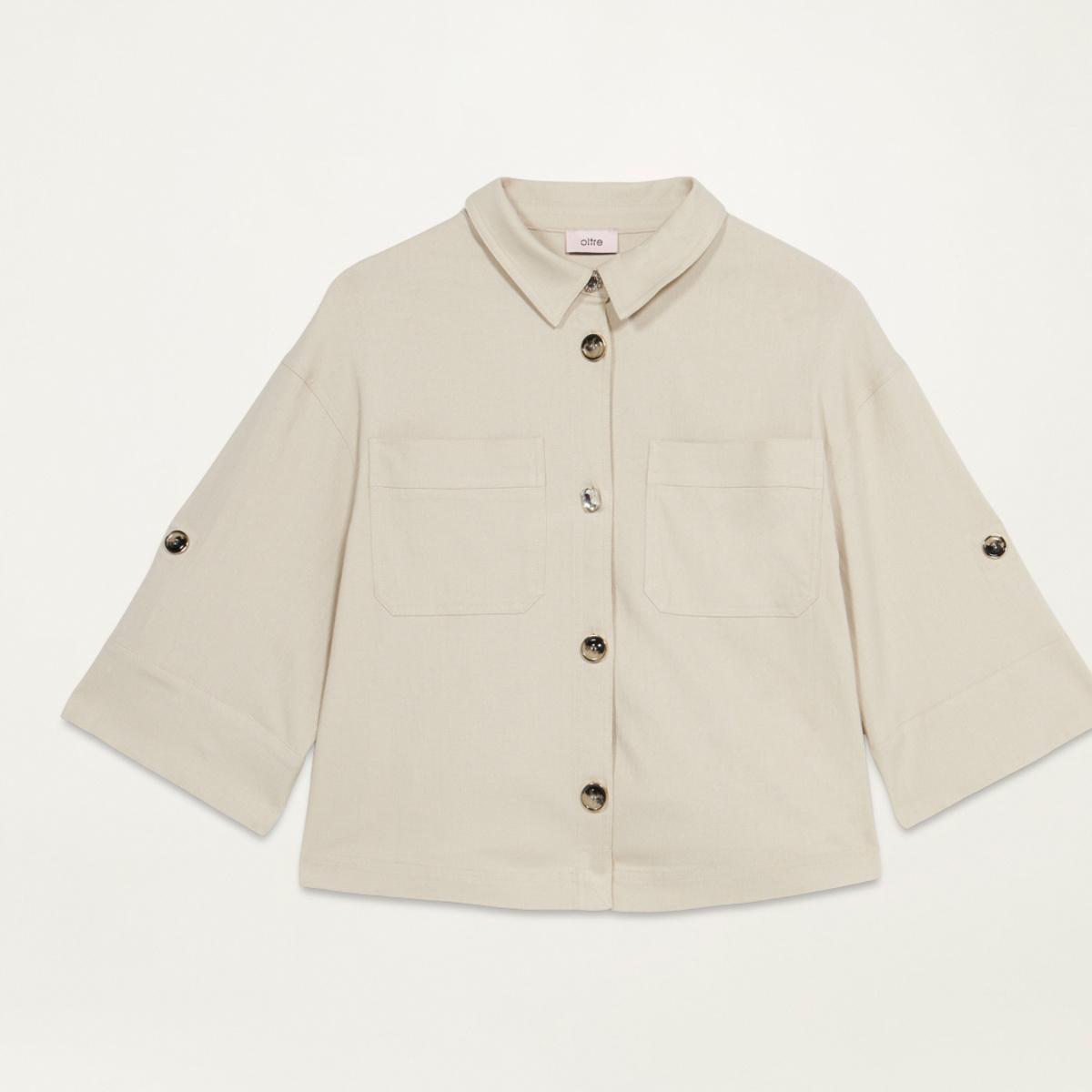 Oltre - Chaqueta boxy mezcla de lino - Beige