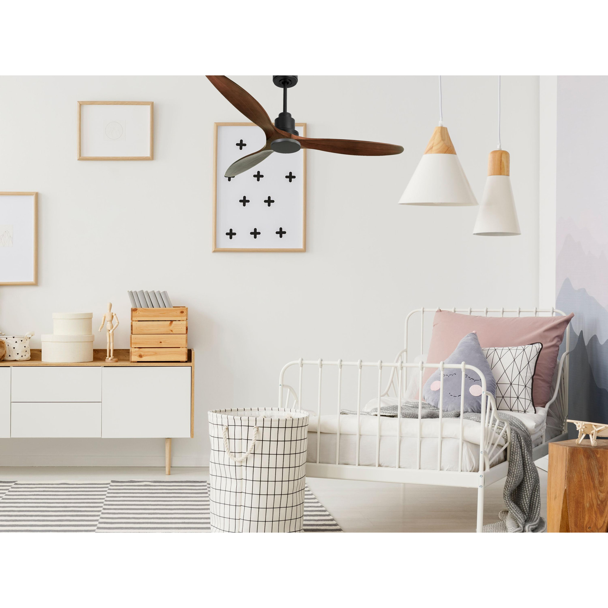 Ventilateur de plafond Réversible  Thermostat Wifi Moteur à courant continu Toits en pente Télécommande Hypersilence Mémoire Shopify Vendible (AUTOMATIQUE)