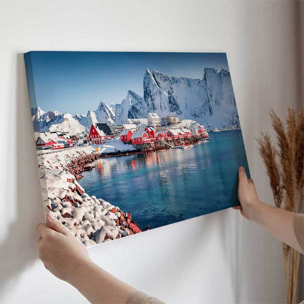 Tableau village Lofoten sous la neige Toile imprimée