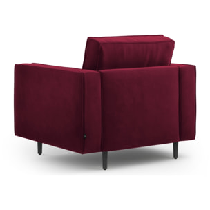 Fauteuil "Alexis" en velours rouge foncé