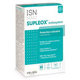 ISN - Ineldea Santé Naturelle Supleox Antioxydant - A base de Resvératrol, NAC, SOD, vitamines C & E - Aide à protéger les cellules contre le stress oxydatif - Cure 30j