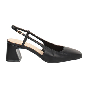 Décolleté slingback donna nere, tacco 5 cm