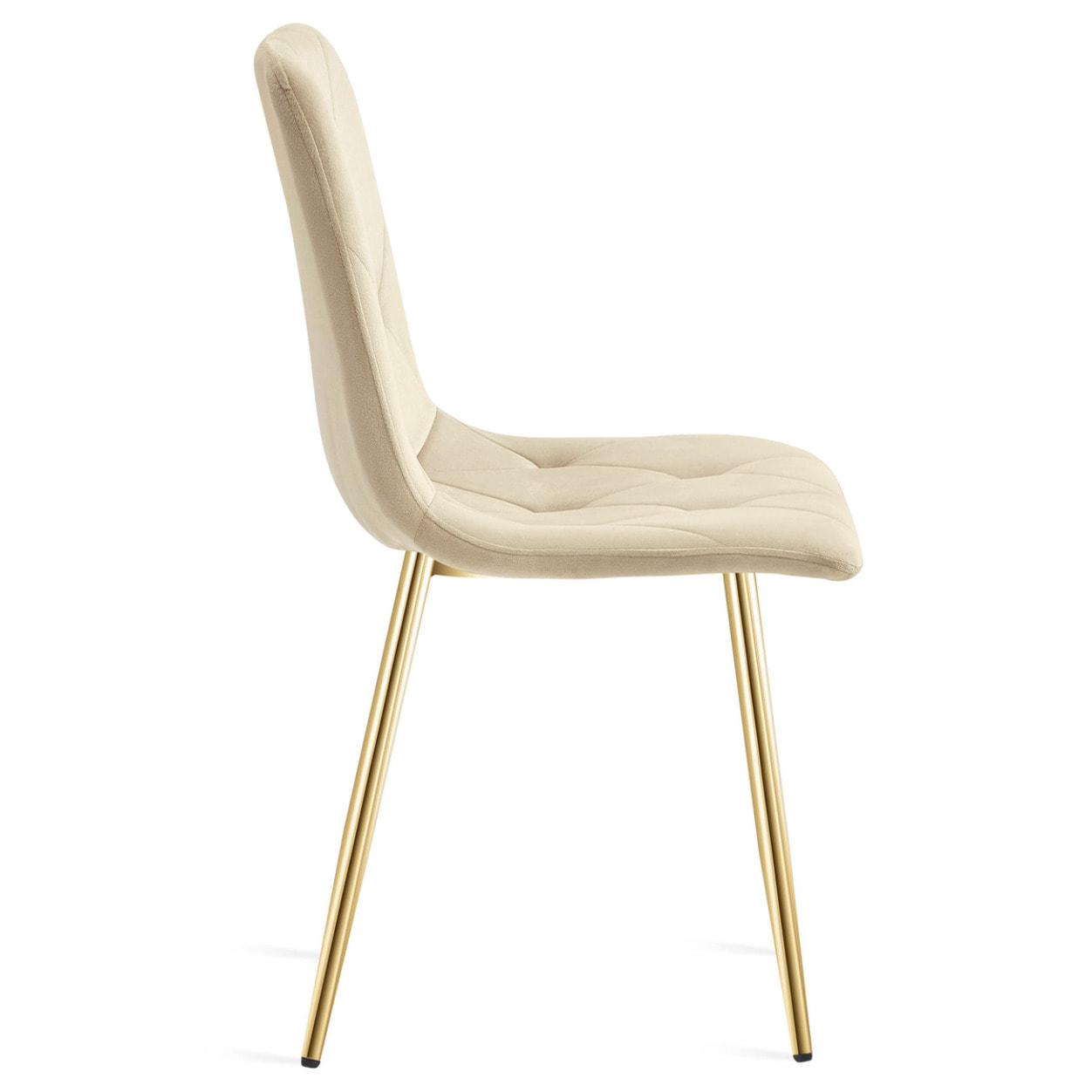 Set di 4 Sedie Libra in Velluto Beige e Gambe Oro