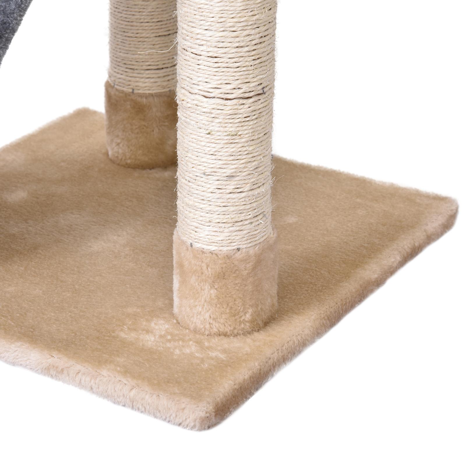 Árbol para Gatos de Felpa y Sisal 40x40x98 cm Gris y Beige