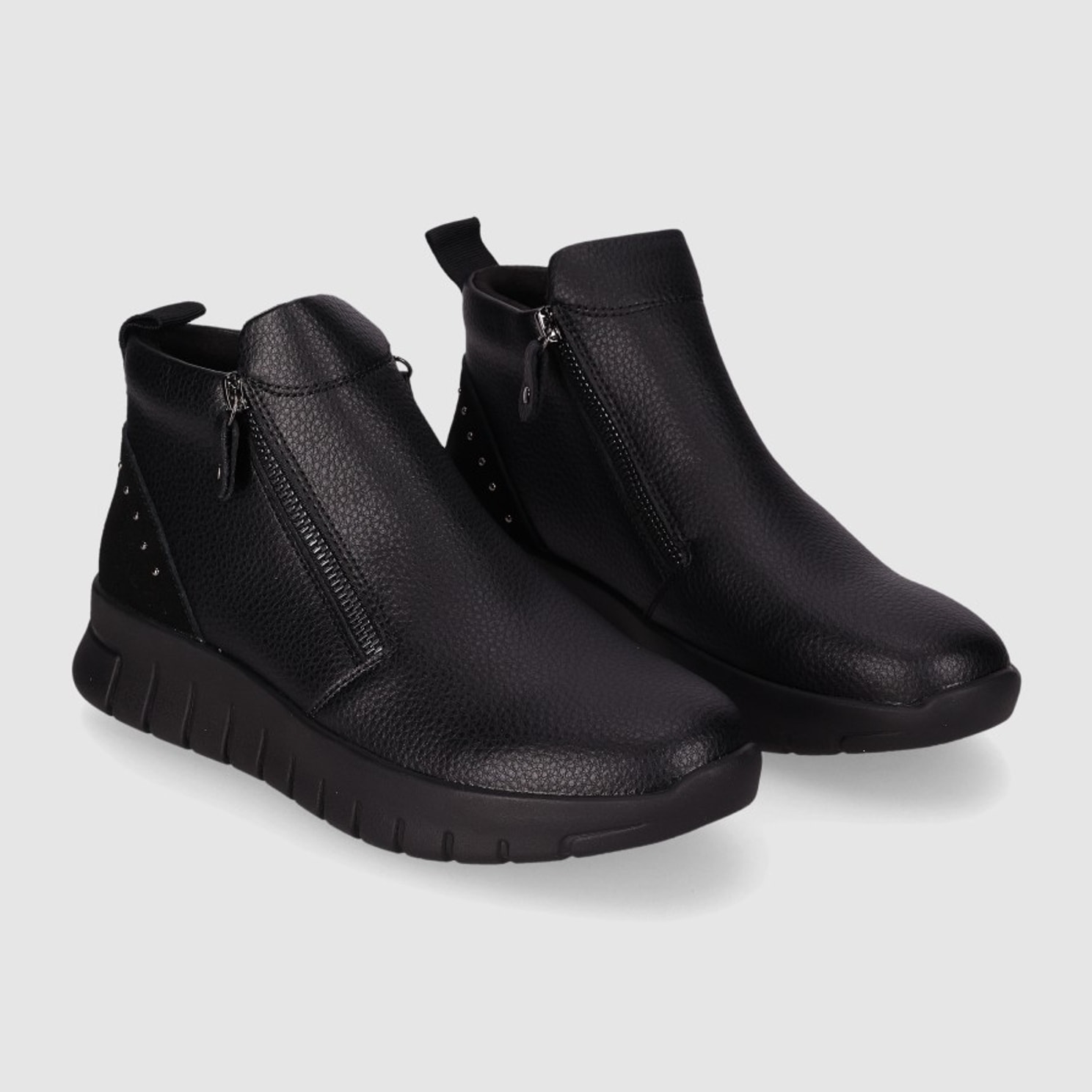 Botines de Piel - Negro - Tacón: Bajo