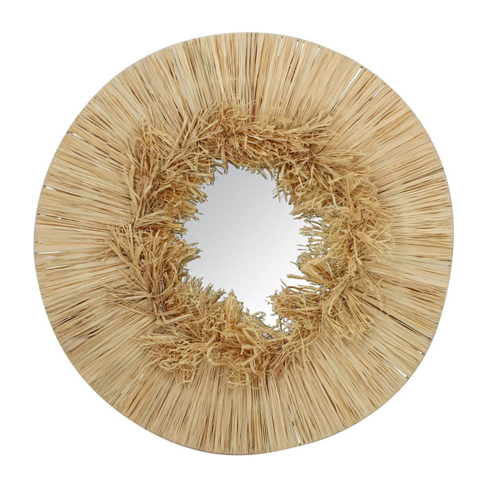 MIROIR ROND EN RAPHIA NATUREL FAIT MAIN DIAMETRE 55CM EL NIDO