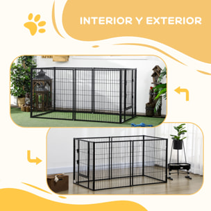 Parque para Perros de 6 Paneles Corralito para Perros Valla Metálica para Mascotas con Ancho Ajustable y Marco de Acero 82,5-150x79x81 cm Negro
