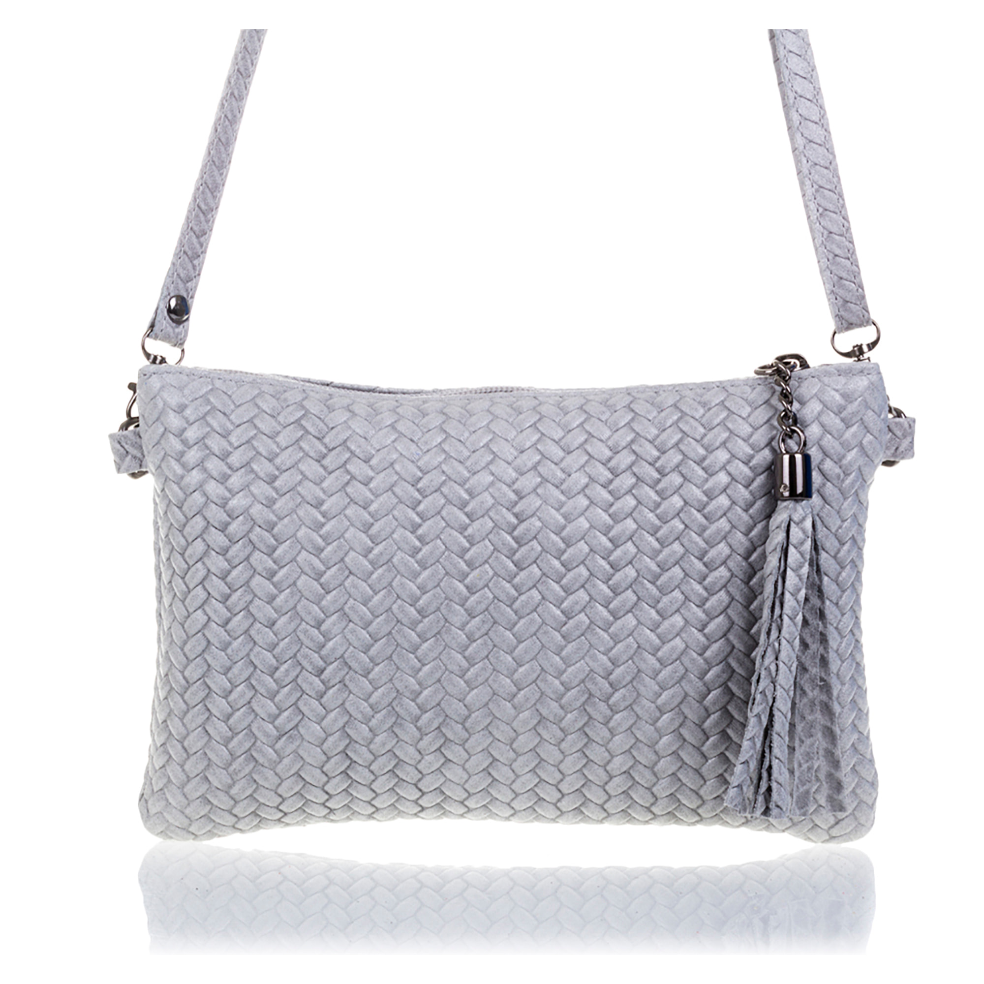 Oleggio Borsa a tracolla Donna.Pelle autentica Camoscio Inciso Zigzag