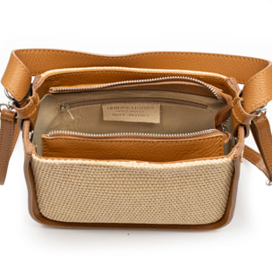 Bassano Bolso de hombro Mujer. Fabricado en paja y piel auténtica Dollaro.