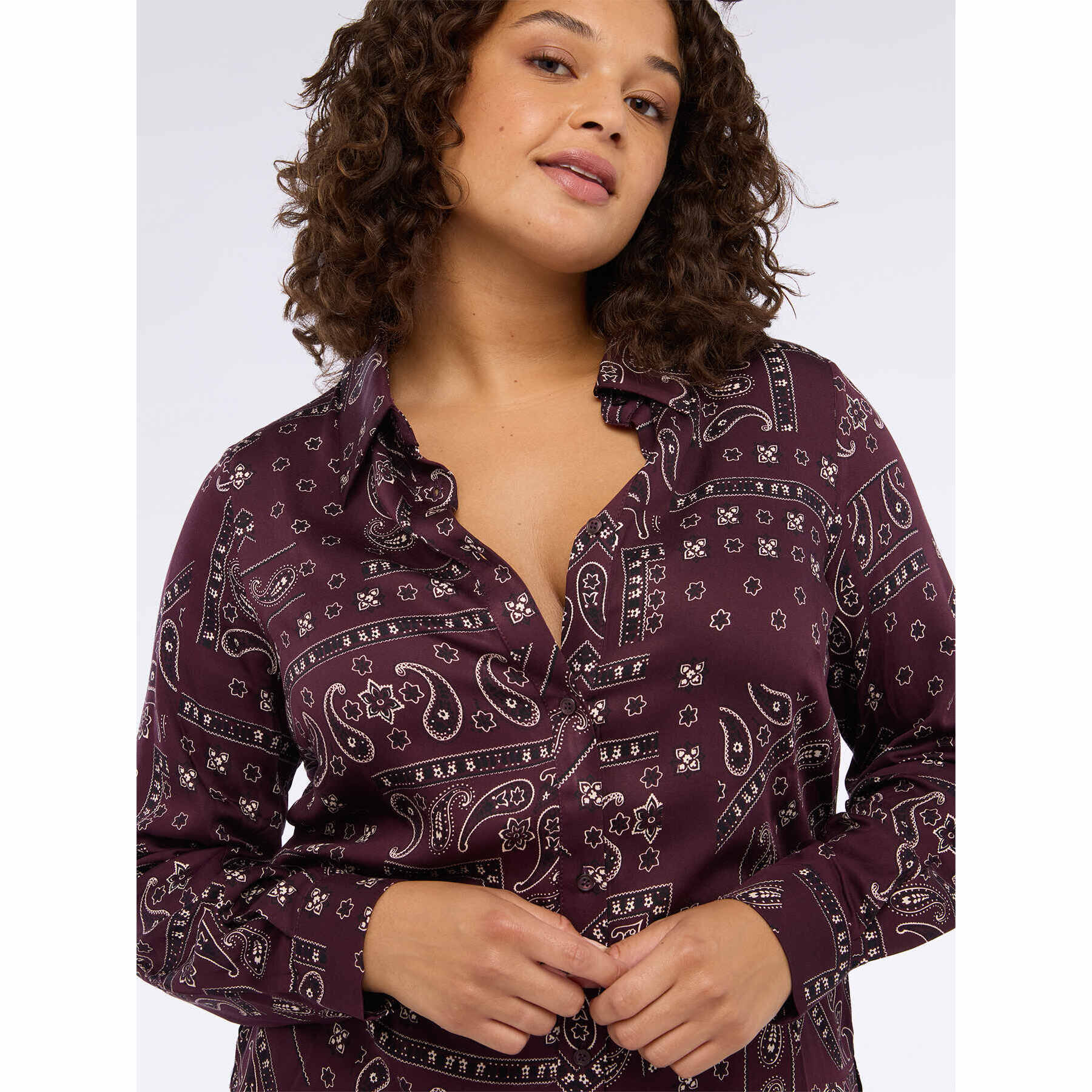 Fiorella Rubino - Camicia stampa bandana in mussola - Bordeaux
