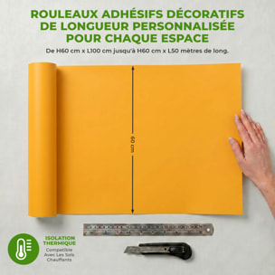 Rouleau adhésif décoratif Vinyle au Mètre - Jaune moutarde - Sticker Lavable Imperméable Mur Cuisine Meubles