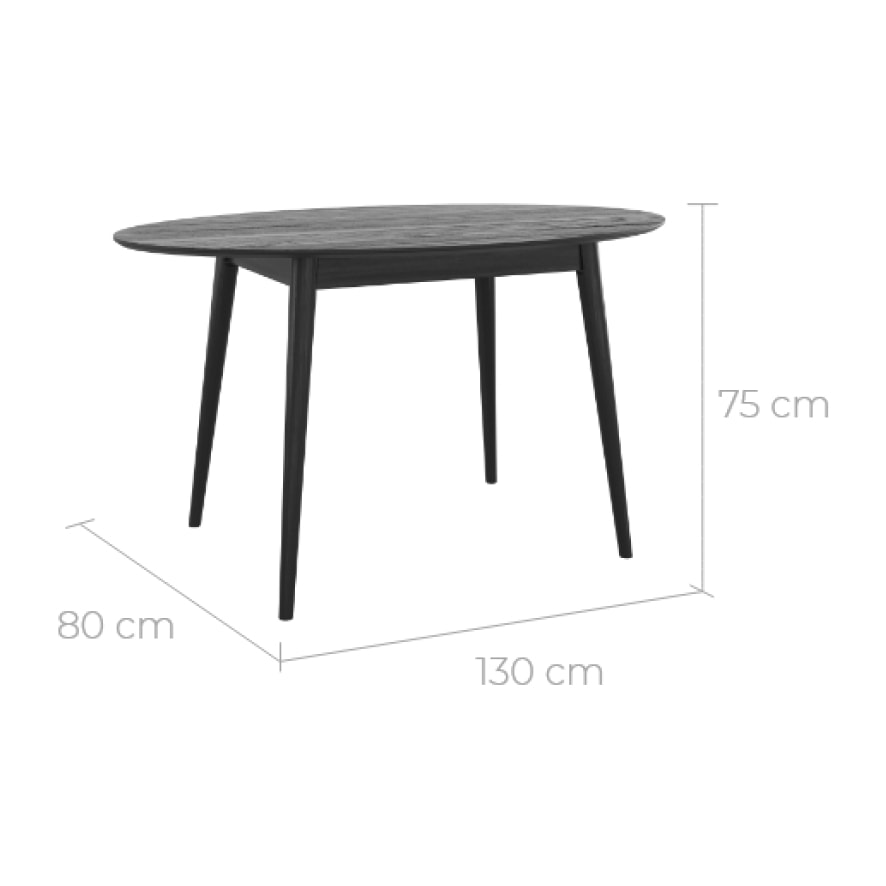 Table ovale 4 personnes en bois noir 130 cm - Eddy