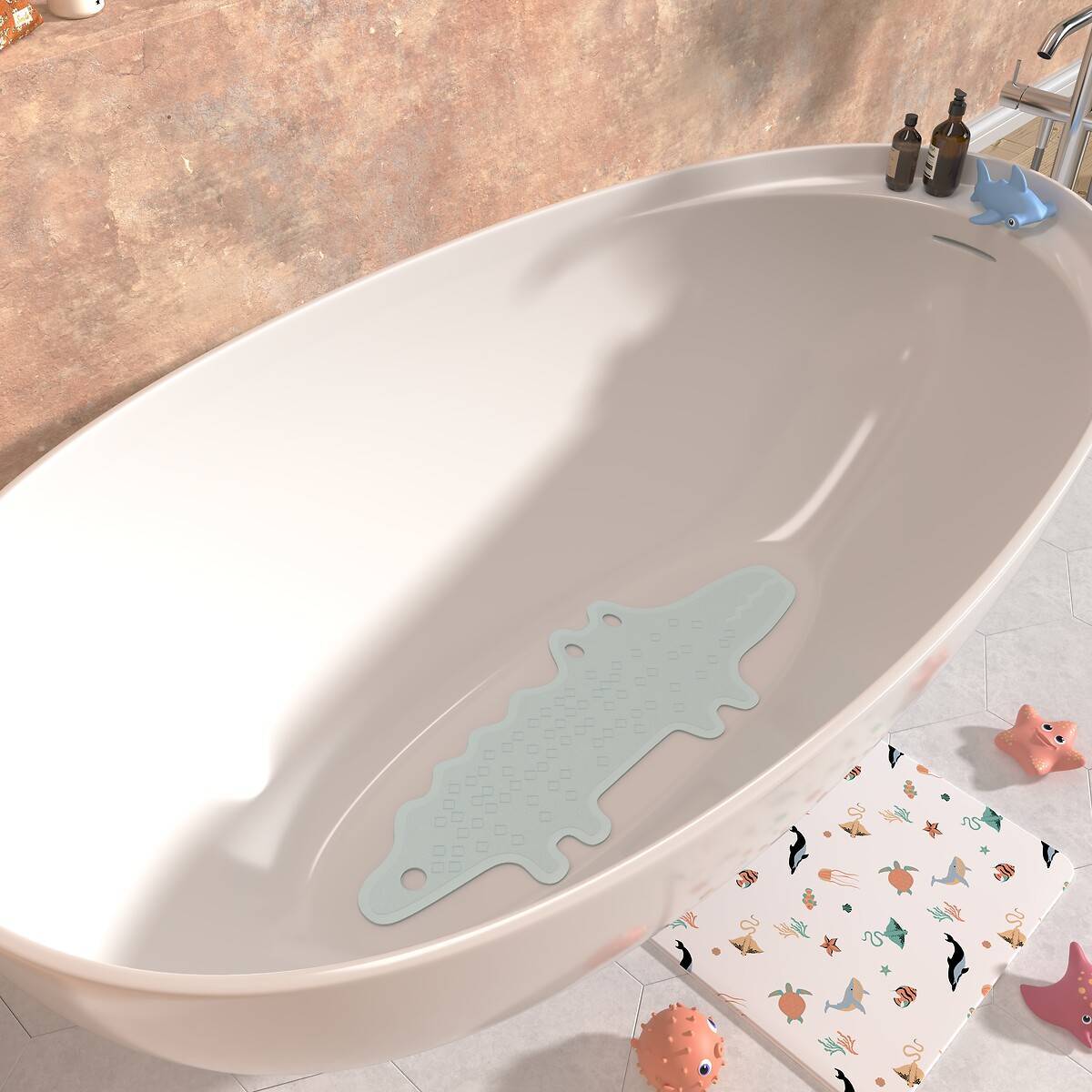 Fond de Bain Crocodile Gamio 91x32,5 cm Gris