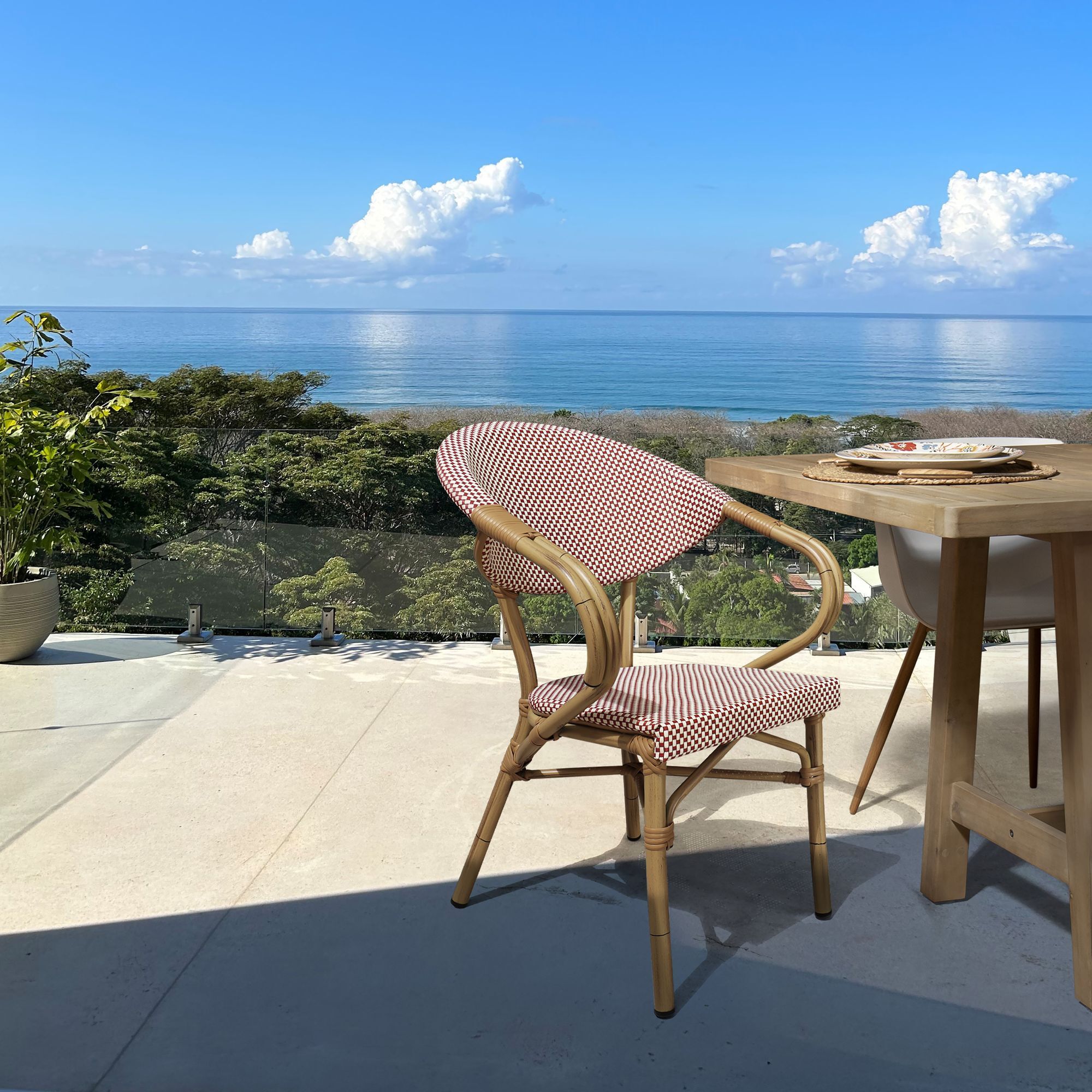 Lot de 2 fauteuils de table en textilène rouge AMALFI