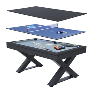 Table multi-jeux, ping-pong et billard en bois noir ARIZONA