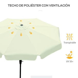 Sombrilla Terraza Exterior Ø266 cm Sombrilla de Jardín Inclinable con Protección UV50+ Poste de Aluminio y Manivela Parasol para Patio Terraza Beige
