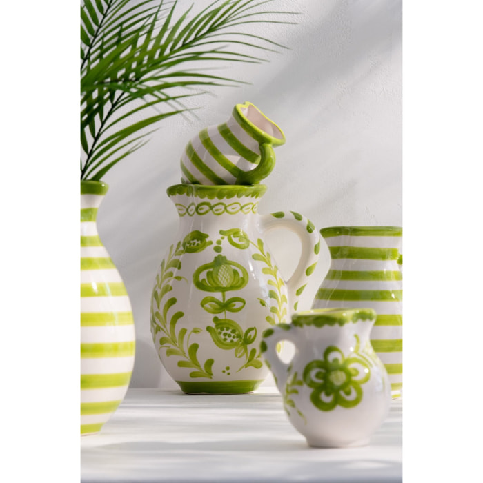 J-Line cruche Granada - céramique - blanc/vert - medium