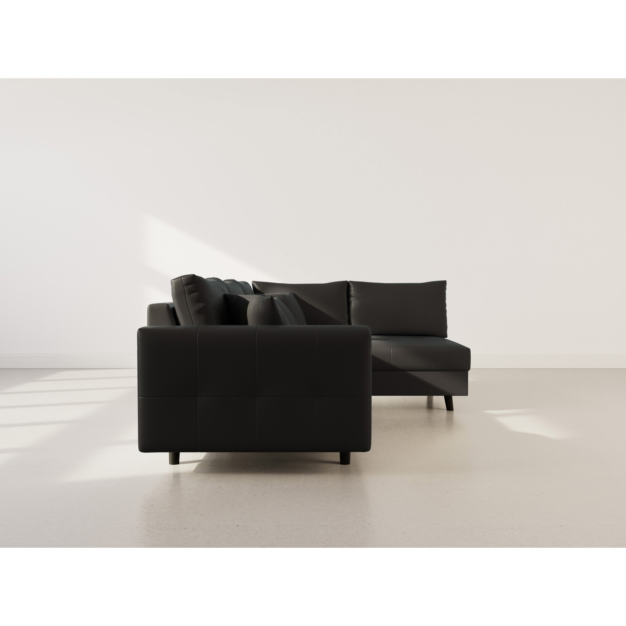 Rune - canapé d'angle droit 4 places en simili - Noir