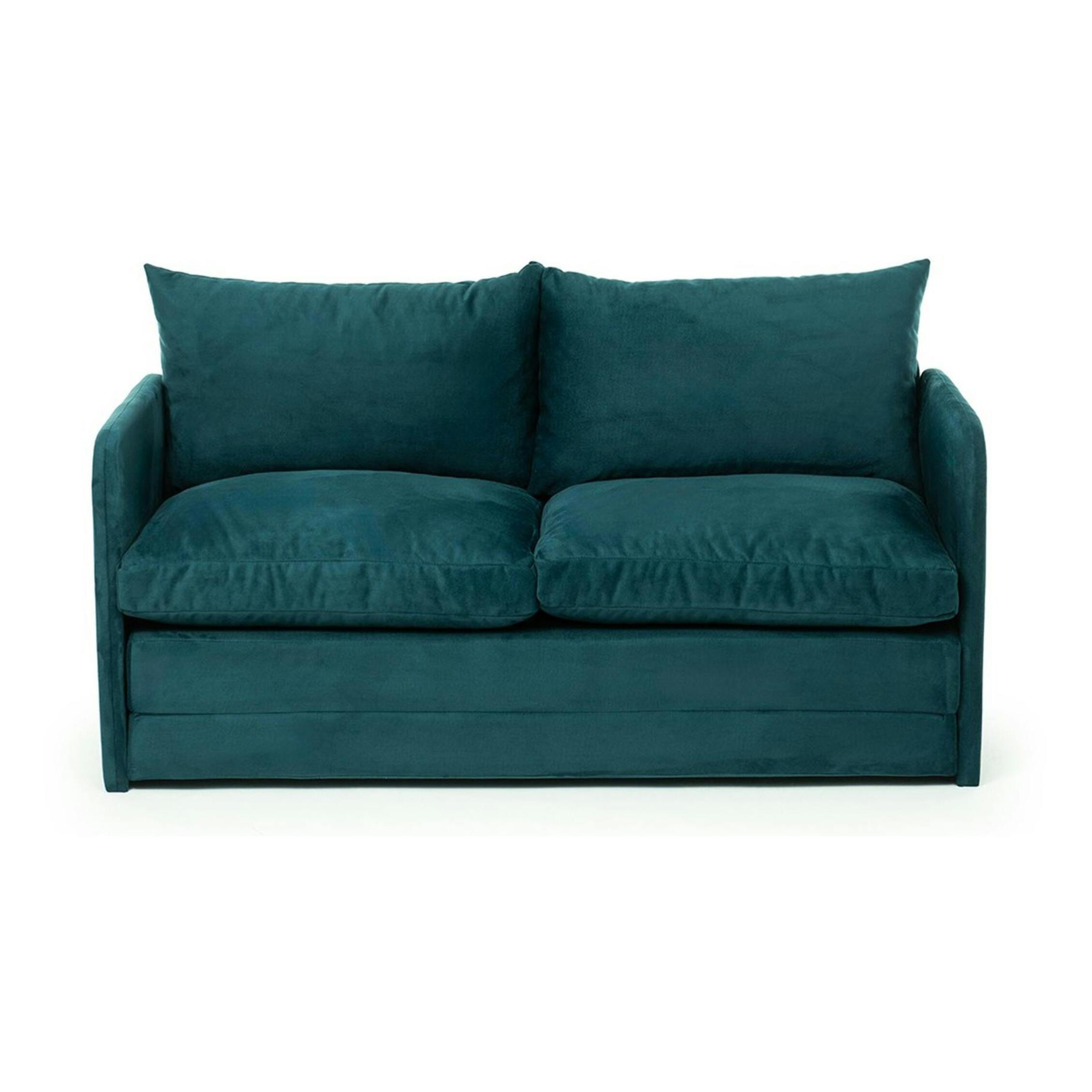 Canapé-lit en tissu bleu lagon, 2 personnes 140 cm ORURO