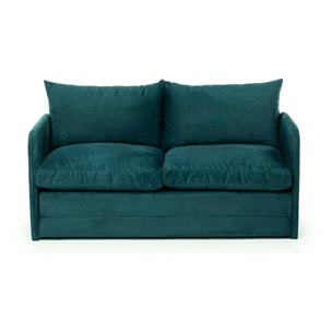 Canapé-lit en tissu bleu lagon, 2 personnes 140 cm ORURO