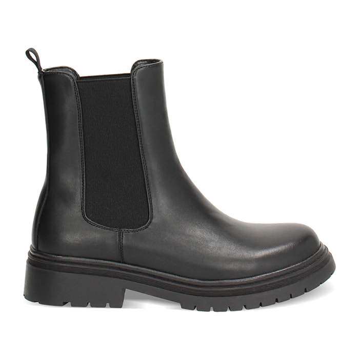 Stivaletti beatles neri con suola in gomma di 4,5 cm