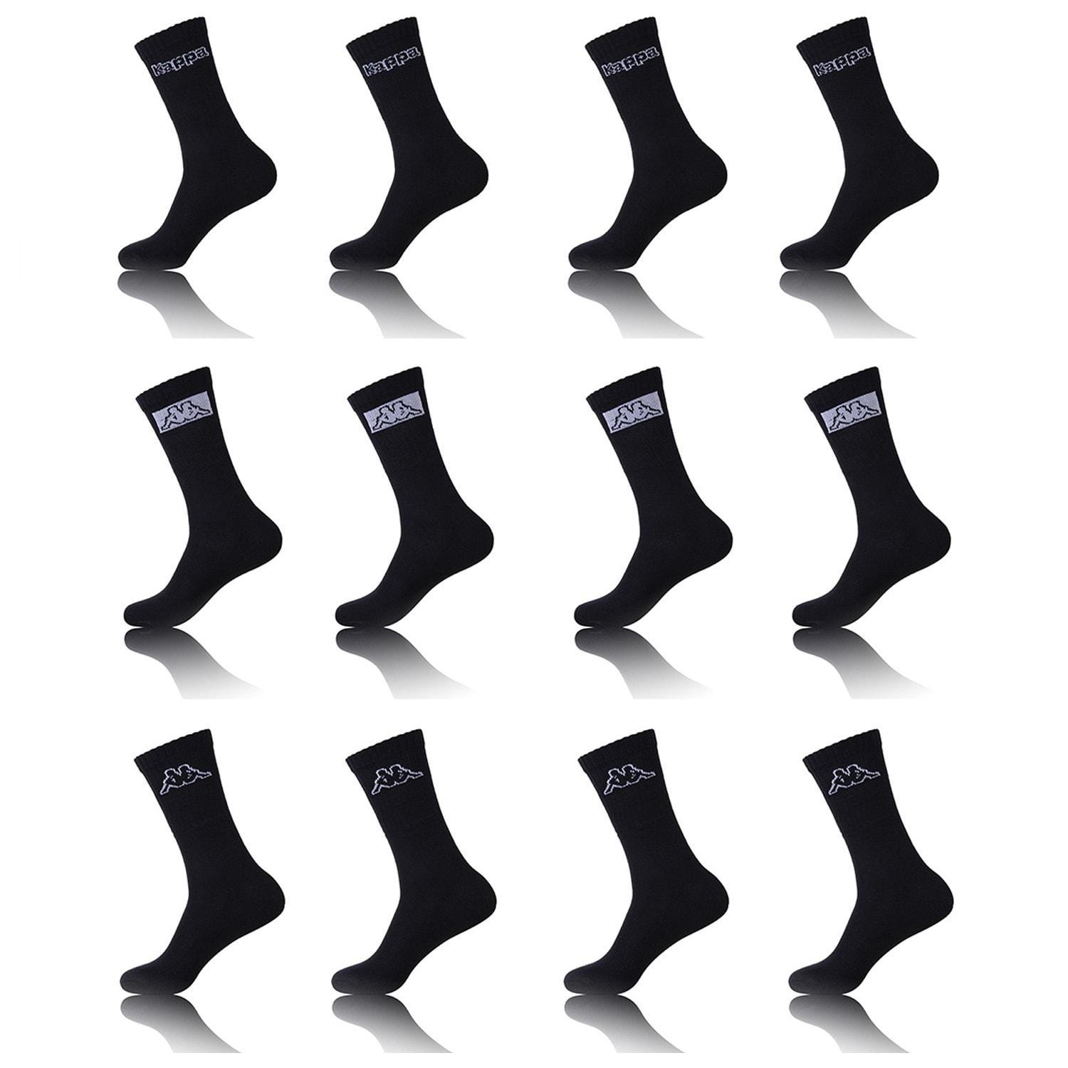 Set 12 pares calcetines Kappa deportivos tennis color negro para hombre