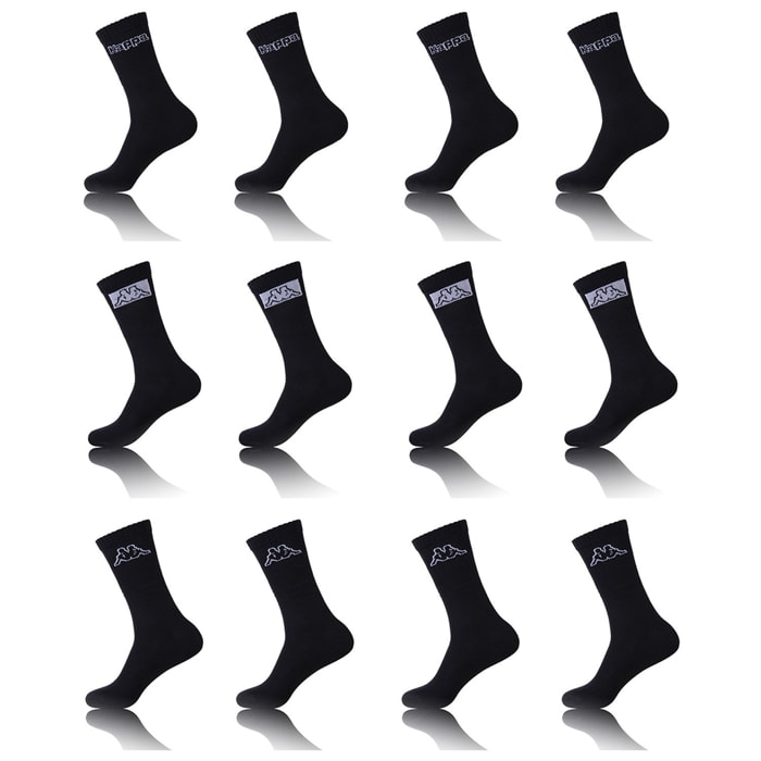 Set 12 pares calcetines Kappa deportivos tennis color negro para hombre