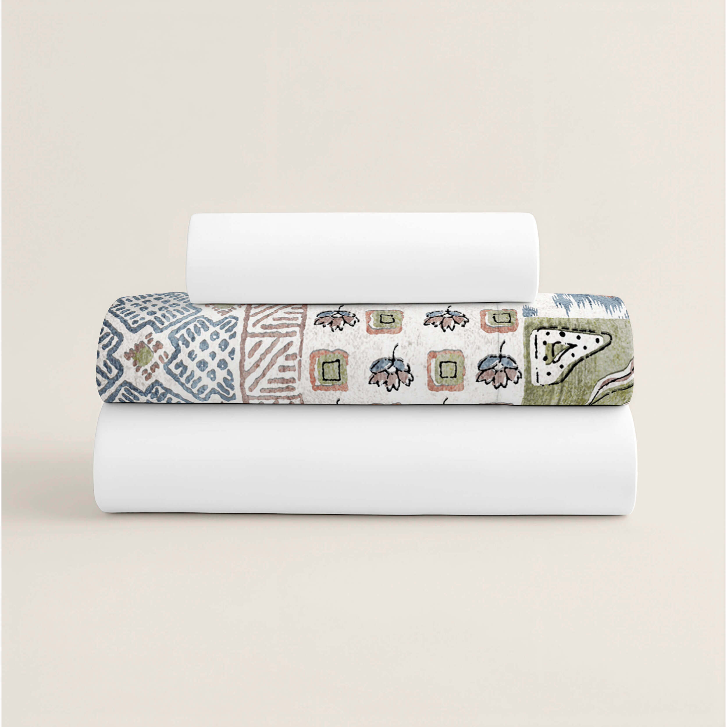 Juego de Sábanas Estampadas - 100% Algodón - Incluye 1 o 2 Fundas de Almohada + 1 Sábana Bajera - Indian