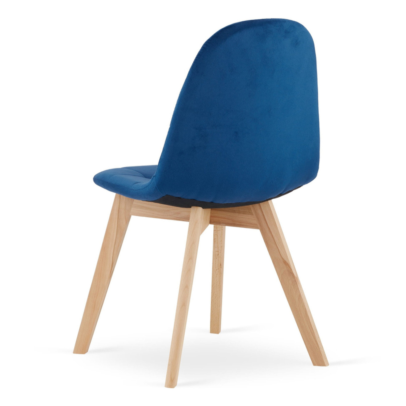Sedia Bora in velluto blu scuro con gambe in faggio