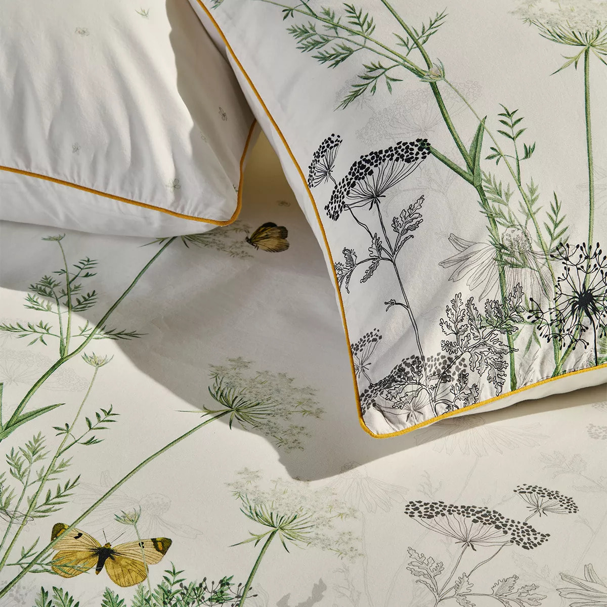 Housse de couette percale de coton lavé imprimé multicolore ecru Escapades magiques naturel