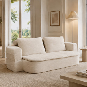 Canapé compressé convertible + couette en velours côtelé beige ROSTOCK