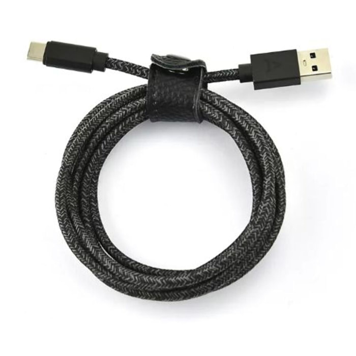 Câble USB C ADEQWAT vers USB 2M tressé Noir compatible iPhone 17 16 15 Pro Max et Samsung Galaxy S25 S24 Ultra