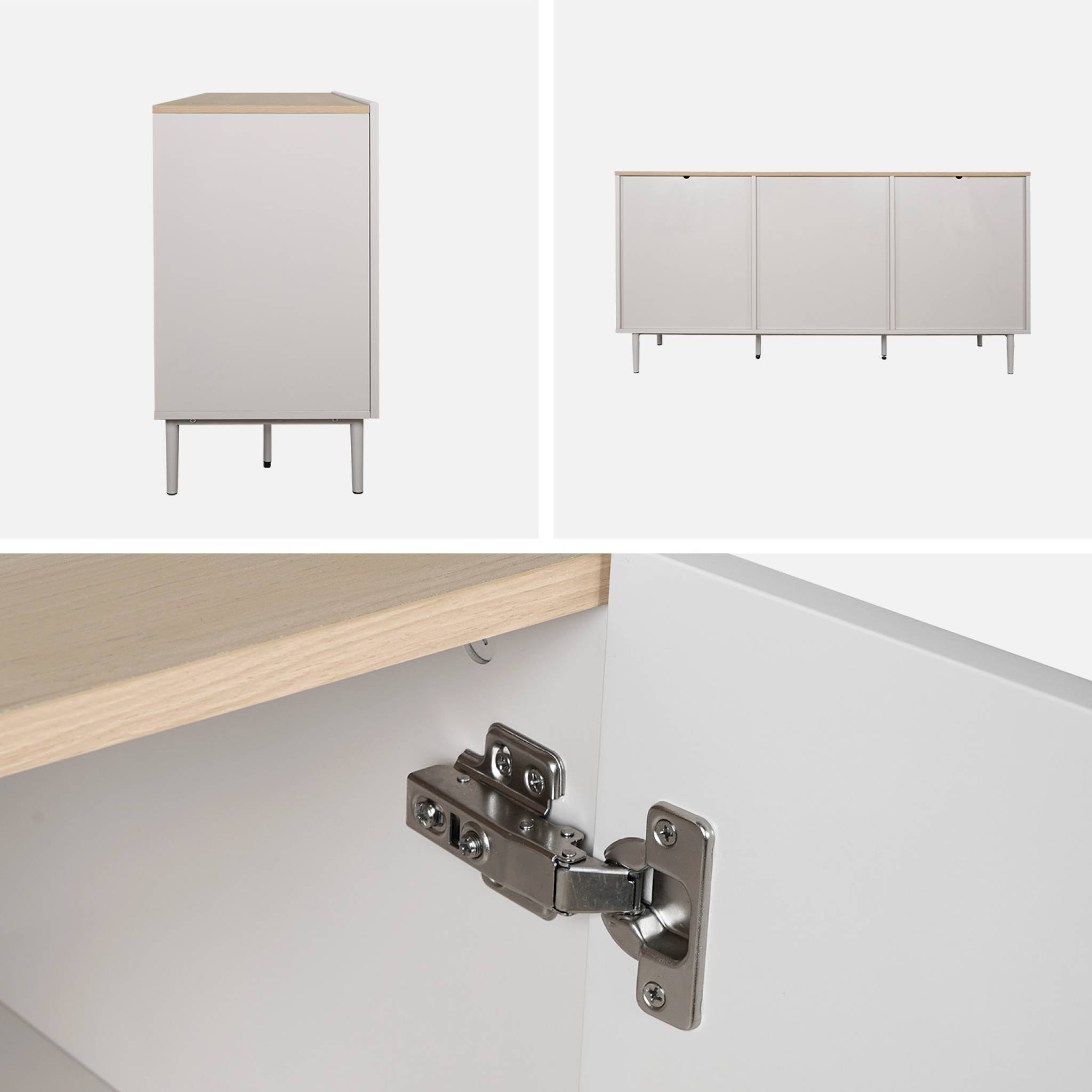 Buffet métal et décor bois 3 portes 150cm ASHTON