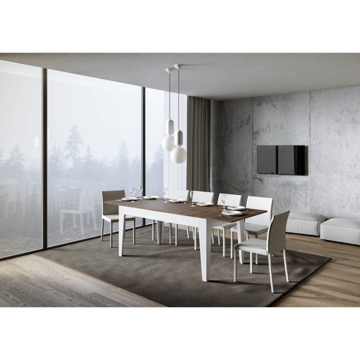 Tavolo allungabile 90x160/220 cm Cico Mix piano Noce - base Bianco Frassino