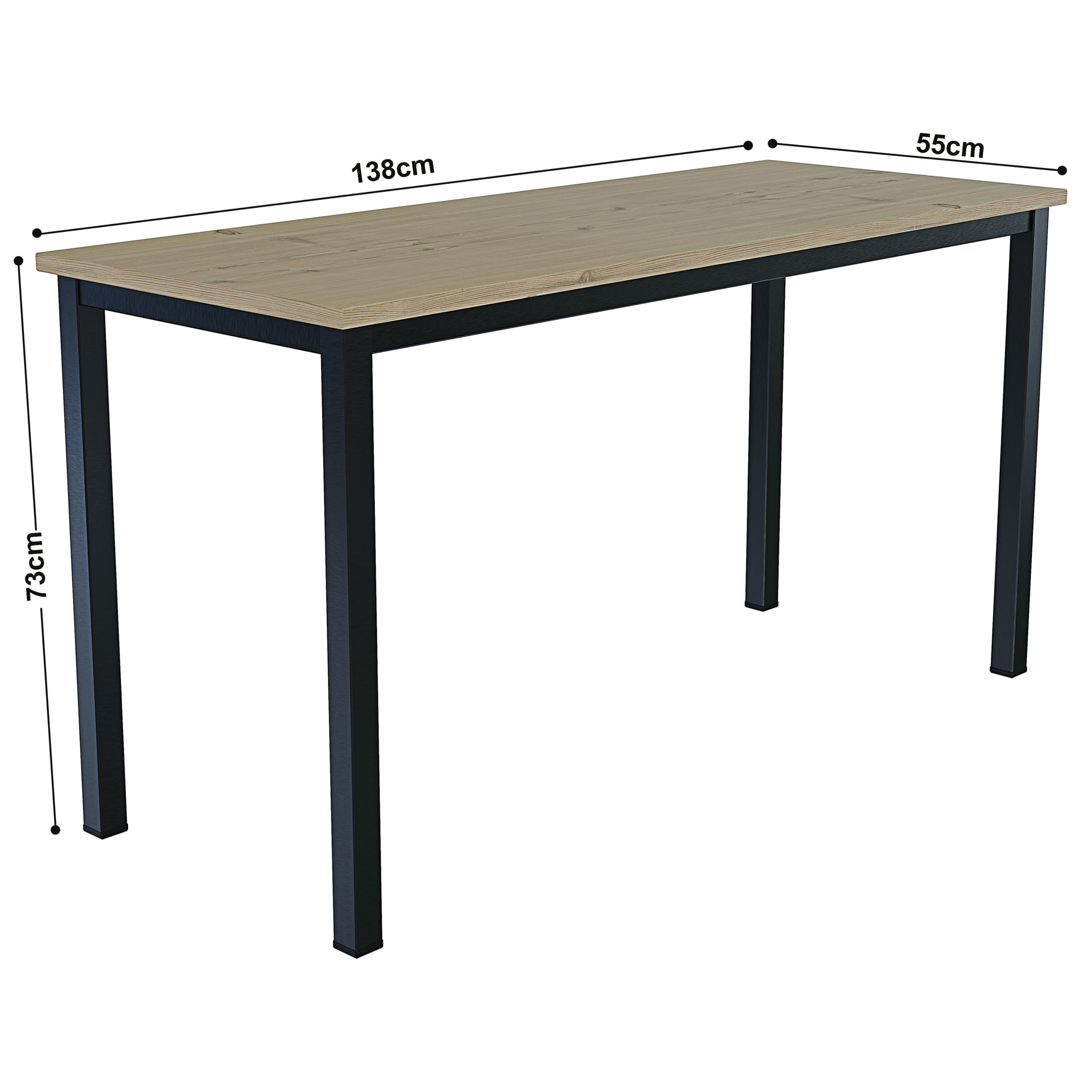 Scrivania Tavolo Da Computer PC In Legno Gambe In Metallo Scrittoio Desk Ufficio Studio Cameretta Soggiorno Design Moderno 138x55x73 Cm Nero E Rovere