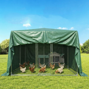 Lona Impermeable Exterior 4x6 m, Toldo PE Resistente a Rasgaduras 90 g/m², Protección UV, con Ojales Reforzados para Leña, Muebles de Jardín, Invernaderos, Vehículos, Verde