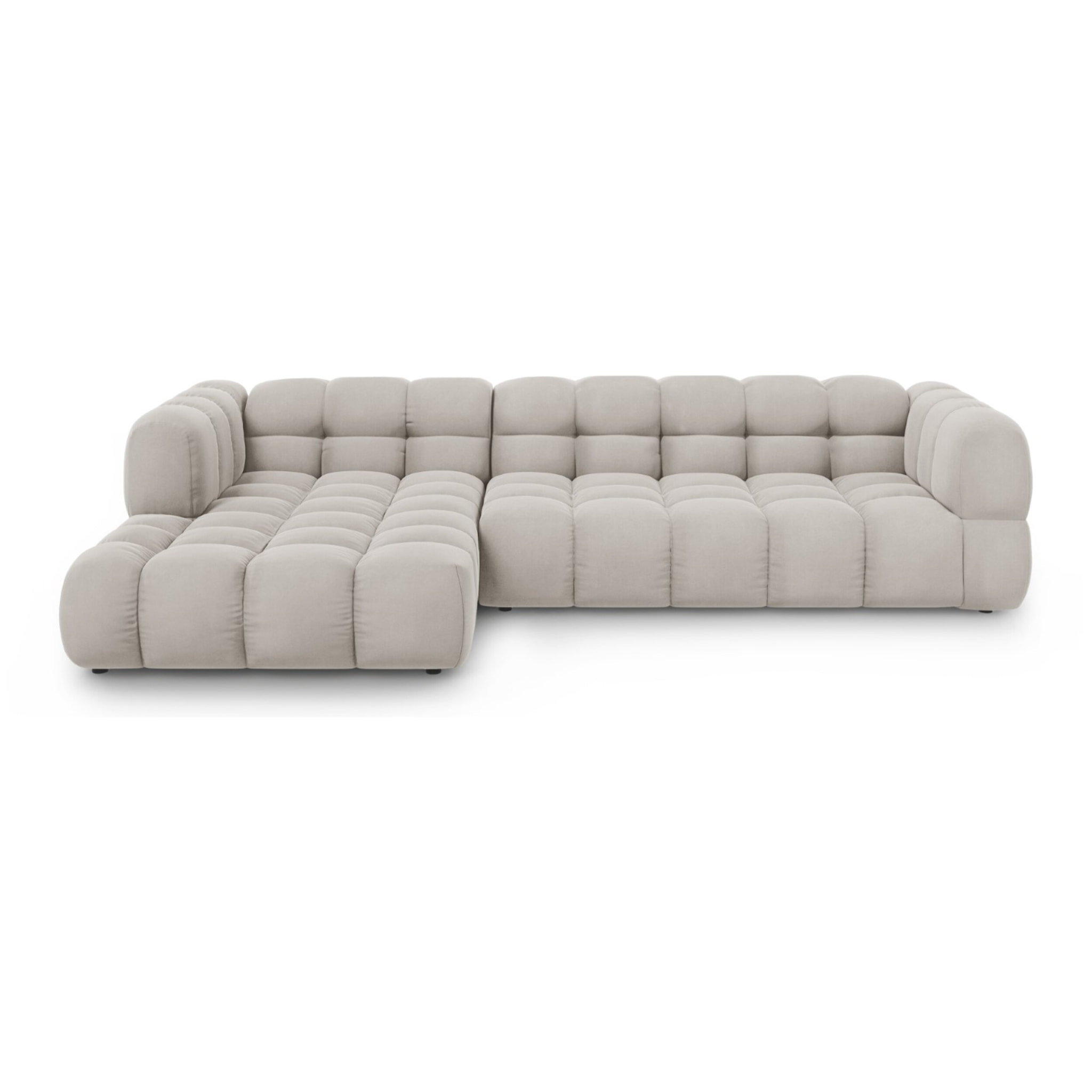 Canapé d'angle gauche modulable "Sky" 4 places en velours beige clair