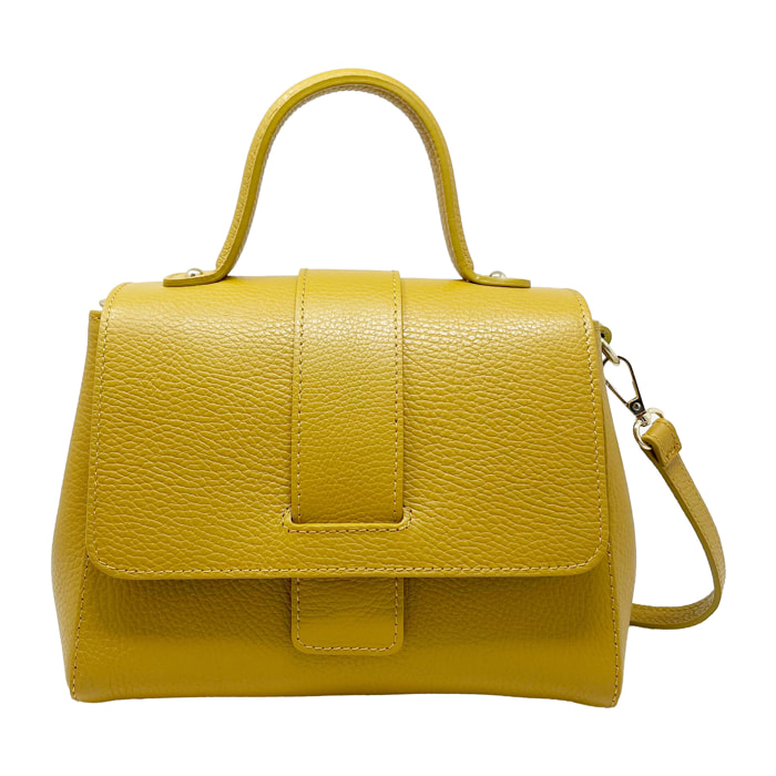 Chicca Borse - Borsa a Mano Donna in Vera Pelle - Colore Senape